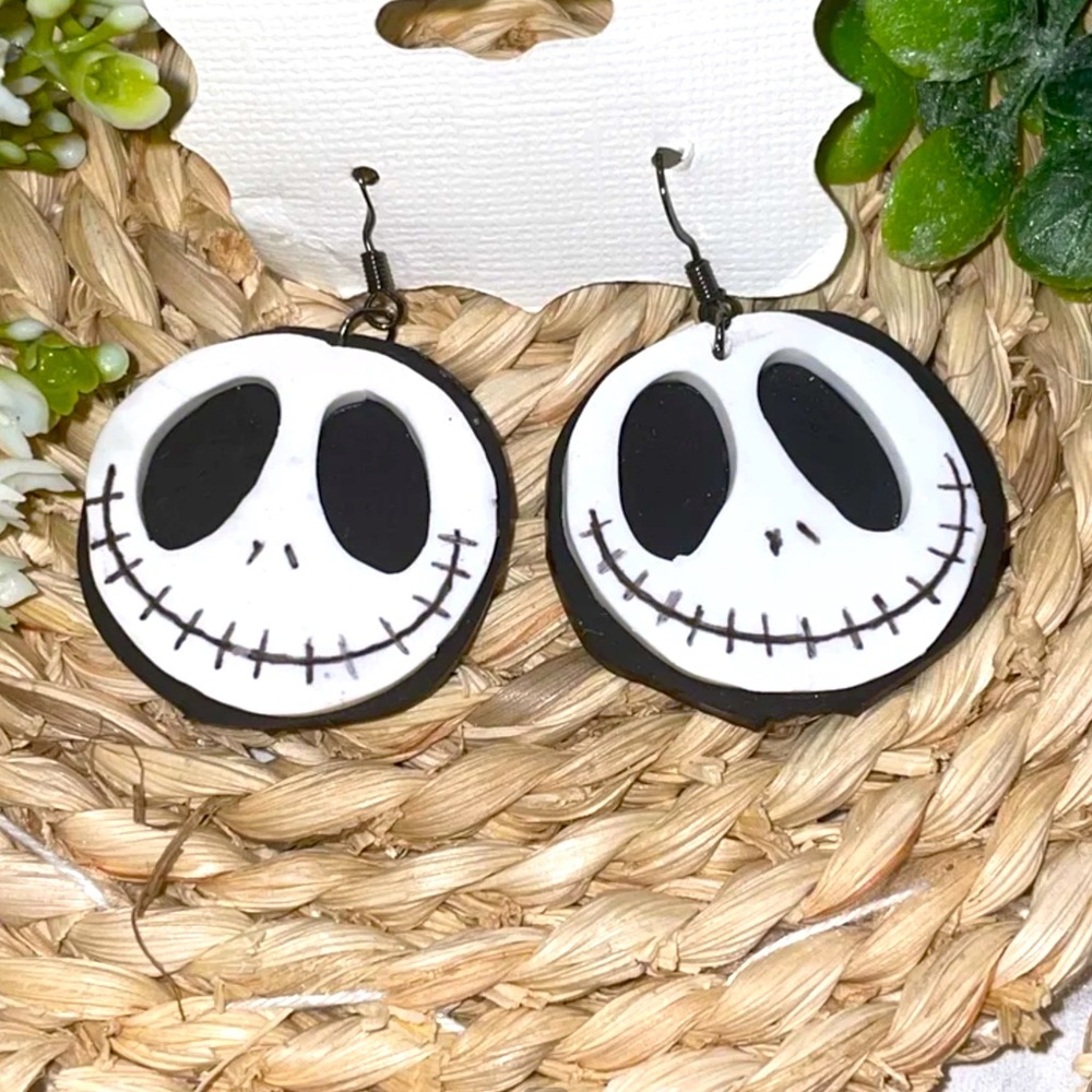 Nightmare before Christmas jack skeleton polymer clay Halloween earrings
